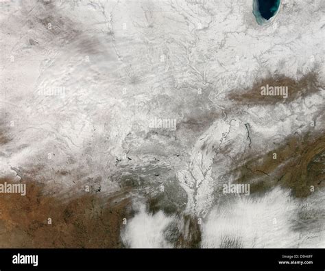 Satellite View Of A Severe Winter Storm Over The Midwestern United