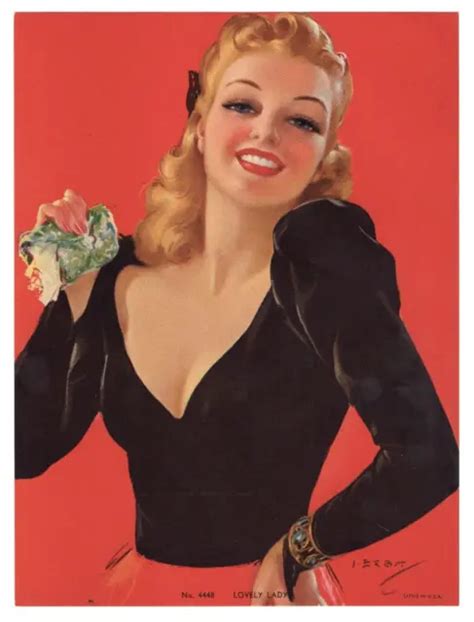 Vintage 1940s Jules Erbit Good Girl Art Pin Up Print Blonde Is A Lovely