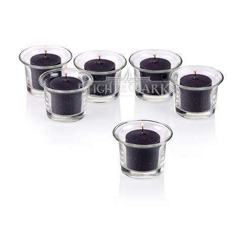 Clear Glass Lip Votive Candle Holders With Black Votive Candles Set Of 72