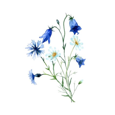 Blue Flowers Svg Eps Png Wildflowers Vector Clipart Set Ph