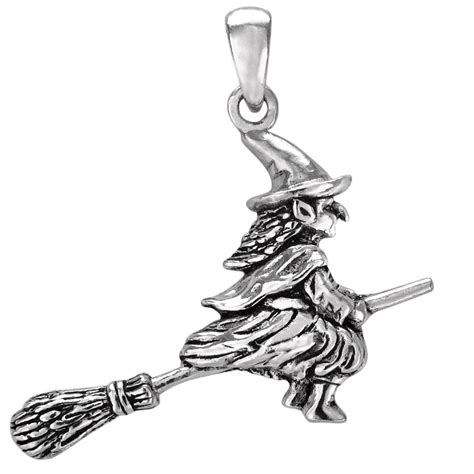 Sterling Silver Witch On Broom Pendant Moonlight Mysteries