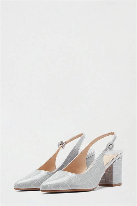 Heels Wide Fit Grey Evie Pointed Toe Court Shoe Dorothy Perkins