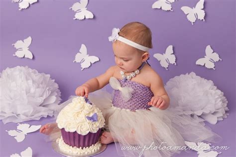Purple And White Butterfly Cake Smash Cupcake Birthday Party Theme My
