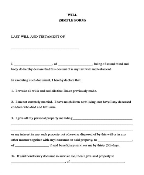 Blank Will Forms Free Printable Uk Printable Forms Free Online