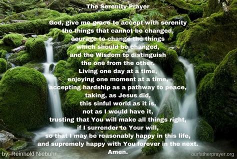 The Serenity Prayer By Reinhold Niebuhr Our Father Prayer
