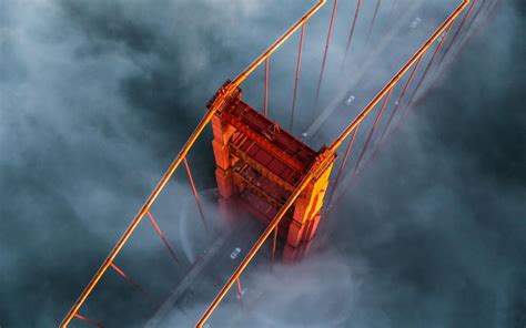 Mist Landscape Nature Bridge Aerial View Golden Gate Bridge