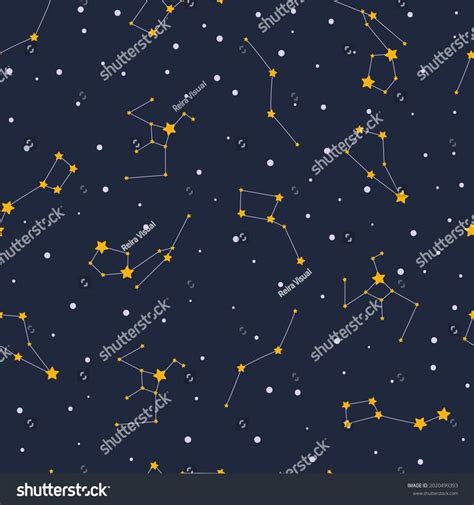 Cute Seamless Pattern With Stars And Constellations In Open Space