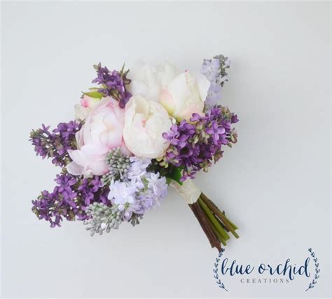 Wedding Bouquet Lilac Bouquet Peony Bouquet Lavender Silk Flowers