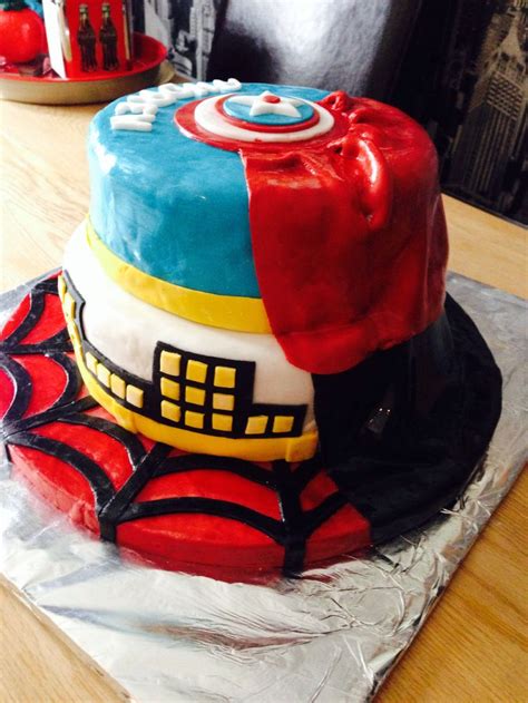 My Hero Cake Spider Man Batman Superman Captain America Batman And Superman Cake Captain America