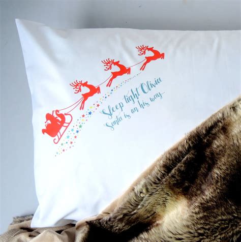 Beautiful christmas cartoon pattern pillowcase. personalised kids christmas eve pillowcase by the alphabet ...
