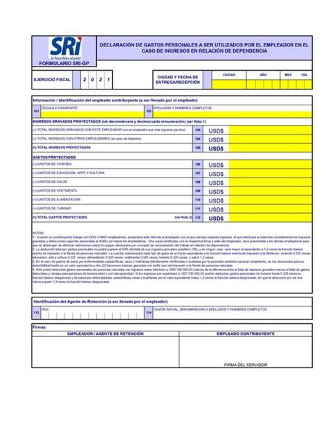 Cómo Llenar El Formulario De Proyección De Gastos Personales 2021