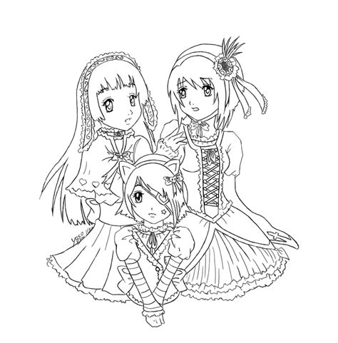 Barbie is an international line of fashion dolls marketed by the american toy company mattel, inc. Three girls lineart by Dracuria on DeviantArt