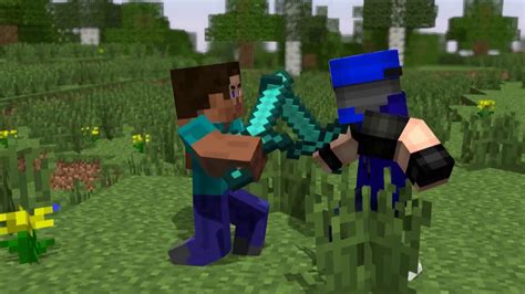 Minecraft Animation Steve Vs Blue Creeper Youtube