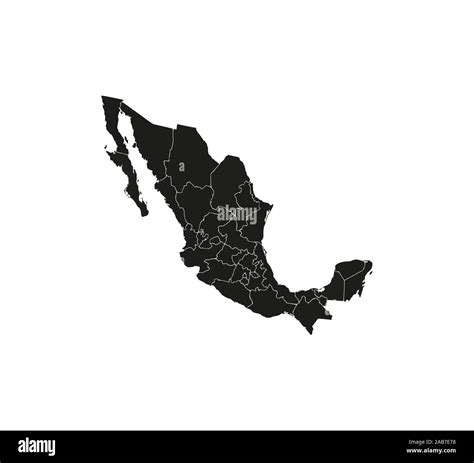 Mapa De México Los Estados Mapa De La Frontera Ilustración Vectorial
