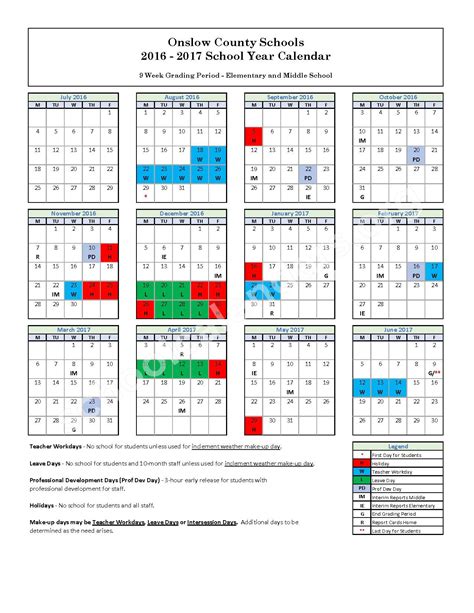 Onslow County School System Calendars Jacksonville Nc