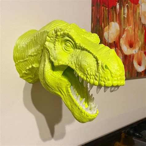 T Rex Faux Taxidermy Wall Mounted Dinosaur Head 3d Printed Etsy