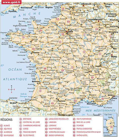 Carte De France Départements Villes Et Régions Vacances Arts