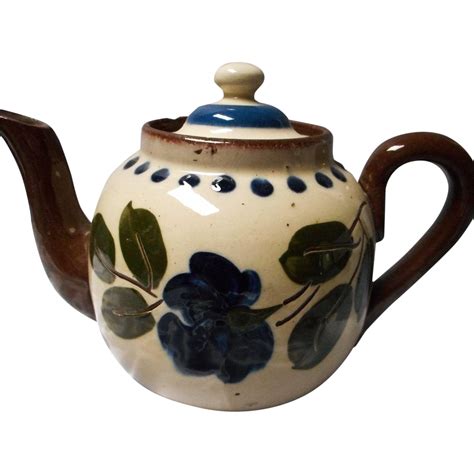Unusual Floral Design Motto Ware Teapot from eleanorslegacy on Ruby Lane