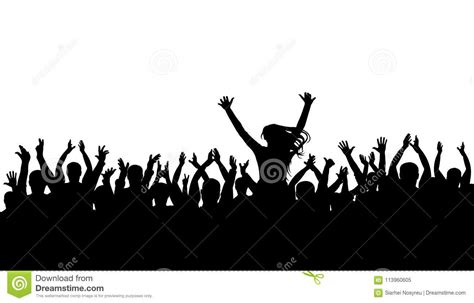 Dj And Crowd Silhouette On Multicoloured Background Stock Photo