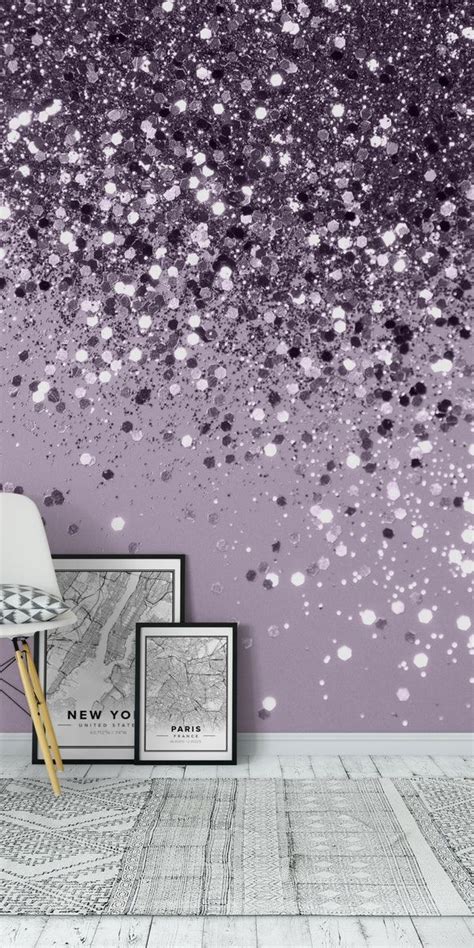 Note that painting on the wall will give you the best idea of how the paint color and finish will look, while. Sparkling Lavender Glitter 2 Wall mural in 2020 | Glitter ...