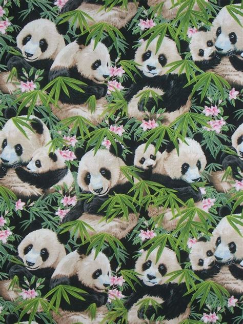 Panda Print Pure Cotton Fabric From By Fabricsandtrimmings On Etsy