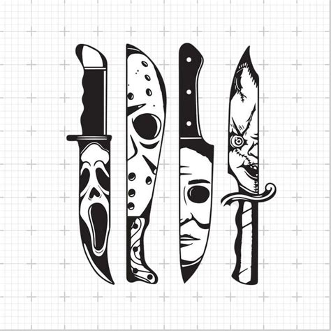 Horror Movie Characters In Knives Svg Michael Myers Svg Etsy Movie