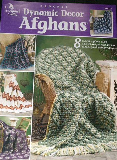 Dynamic Decor Afghans Crochet Pattern Book Annies Attic Etsy