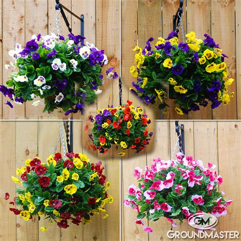 Decorative 30cm Artificial Pansy Ball Flower Hanging Baskets In Various