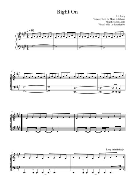 Right On Lil Baby Sheet Music For Piano Solo Easy