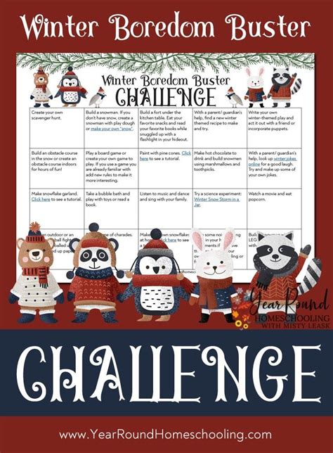 Winter Boredom Buster Challenge Business For Kids Boredom Busters