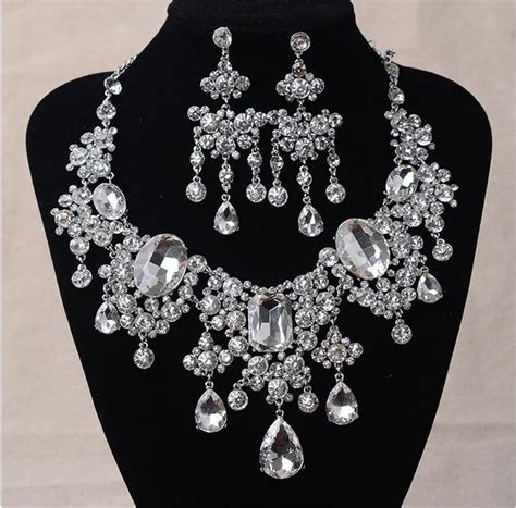 Mhssun 1set Big Rhinestone Wedding Jewelry Set Luxury Crystal Fashion