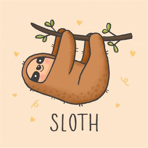 Cute Sloth Cartoon Hand Drawn Style Cute Cartoon Drawings Sloth