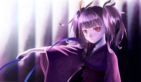 fond d écran anime filles anime cheveux courts violet vêtements japonais capture d écran