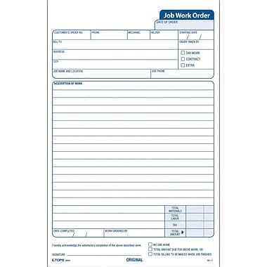 If you don't see a medical form design or category that you want, please take a moment to let us know what you are looking for. Tops® Carbonless Job Work Order Forms, 5-1/2" x 8-1/2", 3 ...