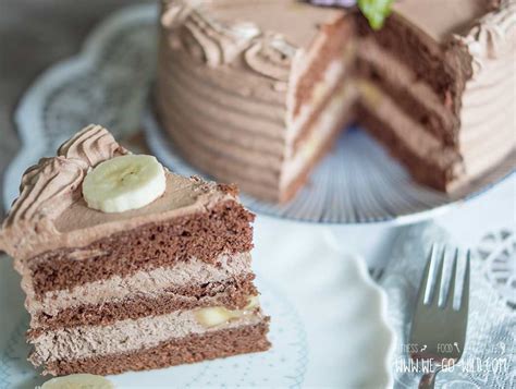 Den belegten kuchen mit der sahne bestreichen sodass in der mitte ein kleiner hügel aus sahne entsteht. Schoko Bananen Torte mit Sahne Creme und Birkenzucker - WE ...