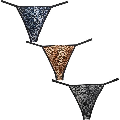 Fashion Leopard Print Sexy Mens G Strings Male Thong Underwear Smooth
