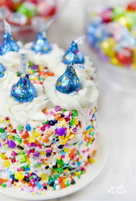 Sprinkle Cake With Hersheys Kisses Birthday Cake Candies Sprinkle