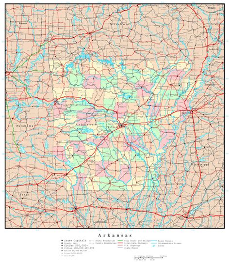 Large Detailed Administrative Map Of Arkansas State With
