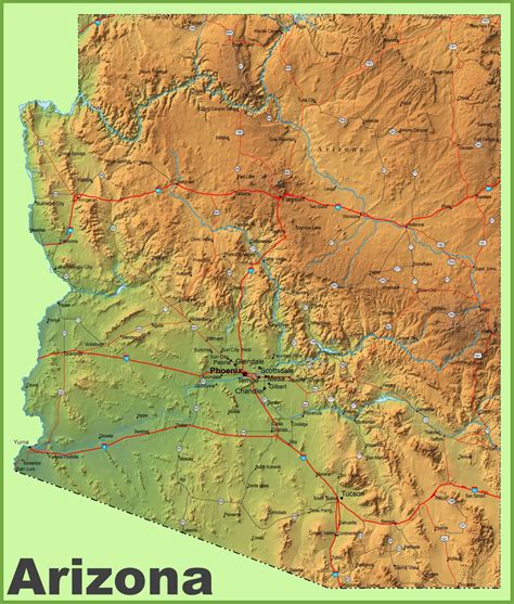 Arizona Map Geography Of Arizona Map Of Arizona World