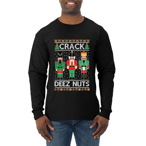 Crack Deez Nuts Meme Ugly Christmas Sweater Christmas Mens Long Sleeve Shirt Pinkato Store