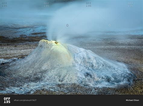 Icelandic Geothermal Fumarole In The Remote Kjoslur Highlands Stock