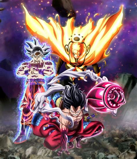 Goku Luffy Naruto Anime Dragon Ball Super Anime Crossover Anime