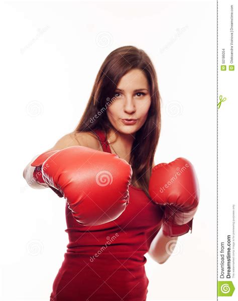 Pretty Woman With Boxing Gloves Stock Photo Image Of Female