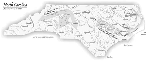 Map Principal Towns In North Carolina By 1820