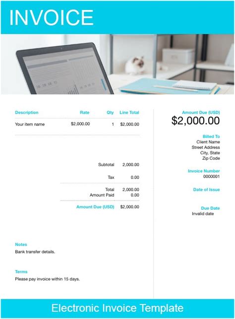 electronic invoice template   send  minutes