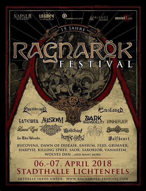 Ragnarök is a prophecy foretelling a great war between the gods, demons and mankind. Ragnarök Festival 2018 - 15 Years - Stadthalle, Lichtenfels am 06.04.2018 - Bands - Zeiten ...