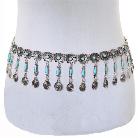 Bohemian Vintage Silver Fashion Body Chain Bell Carved Hollow Out