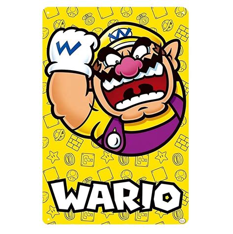 Wario Metal Sign Poster Retro Video Game Nintendo Mario Bros Nes Hero