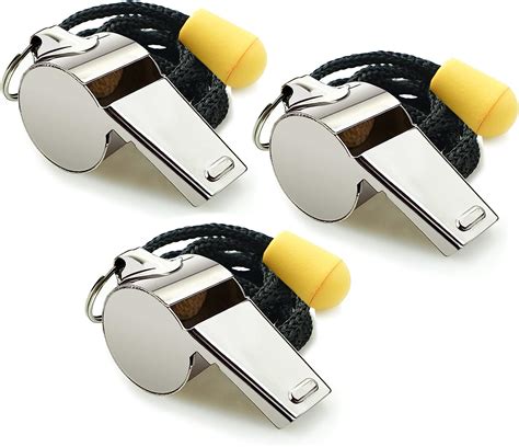 Hipat Whistle 3 Pack Stainless Steel Sports Whistles With Lanyard