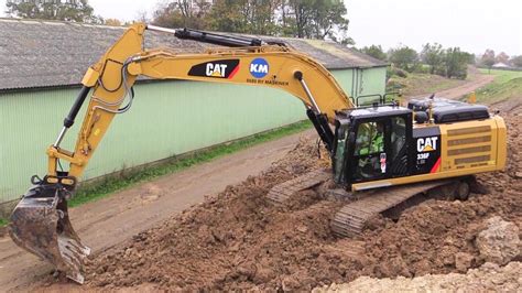 The First Cat 336f Xe Hybrid Excavator In Denmark Moving Dirt Youtube